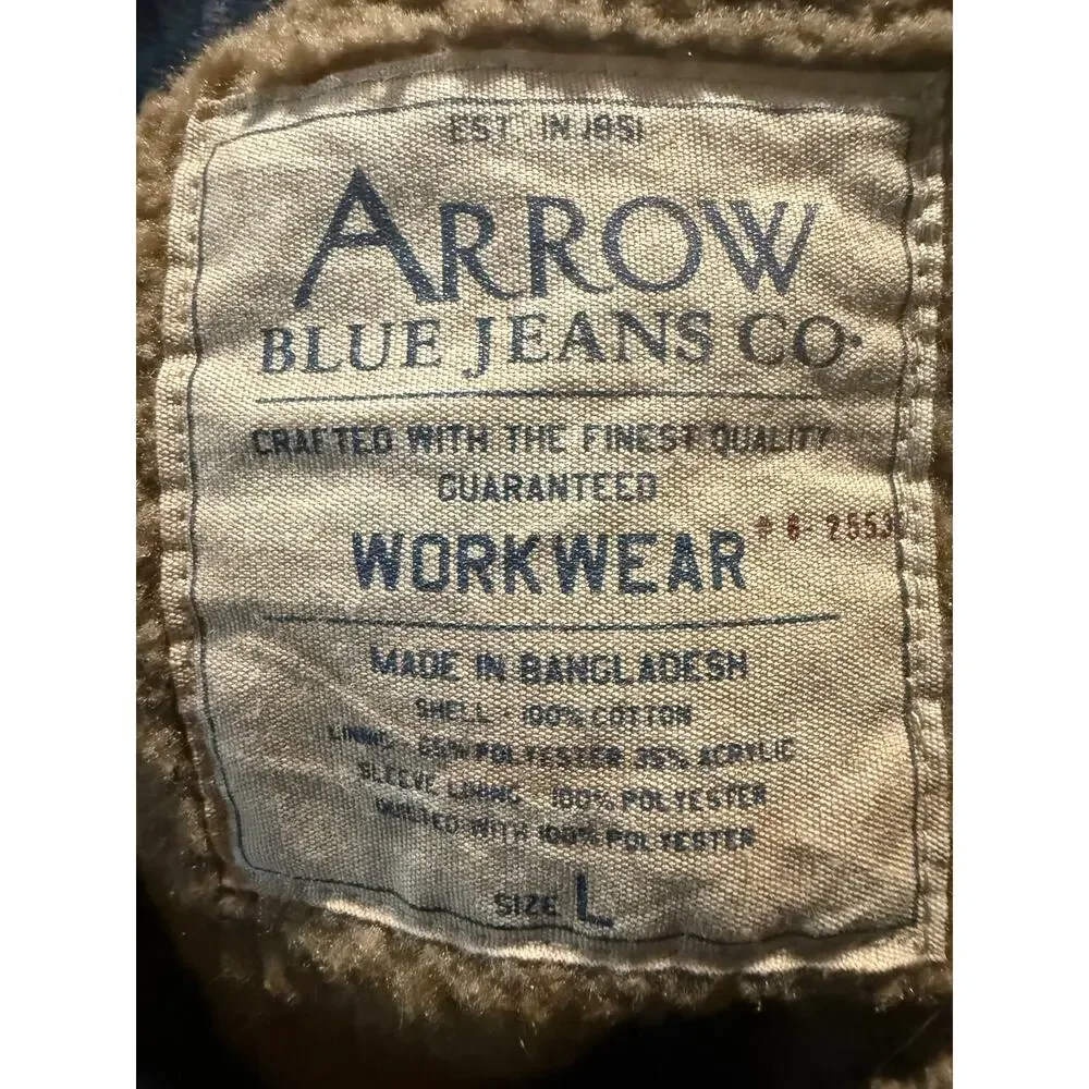 Arrow Blue Jeans Co. Vintage Sherpa Lined Workwear Flannel Jacket, Men's Large